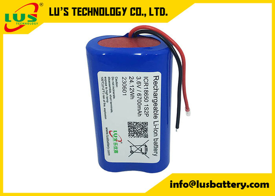 1S2P Li-ion Rechargeable Battery Pack ICR18650 INR18650 Li-ion battery 3.7v 3.6V 6700mah lithium battery pack