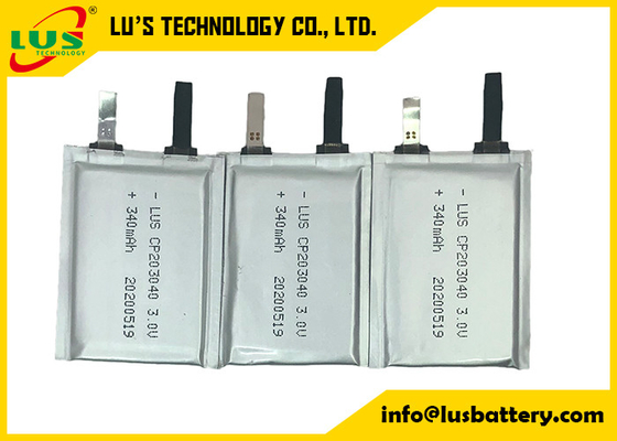 Nieładowalna bateria litowo-jonowa Cp203040 3,0 V 340 mah Elastyczny litowo-manganowy