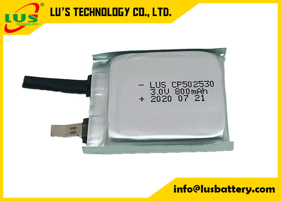 3.0V Li MnO2 Ultra cienkie baterie CP502530 800mAh Podstawowy akumulator polimerowy LP502530