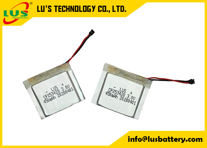 Płaski cienki CP253428 ze złączem 3 V 450 mAh ogniwo litowo-jonowe nieładowalne