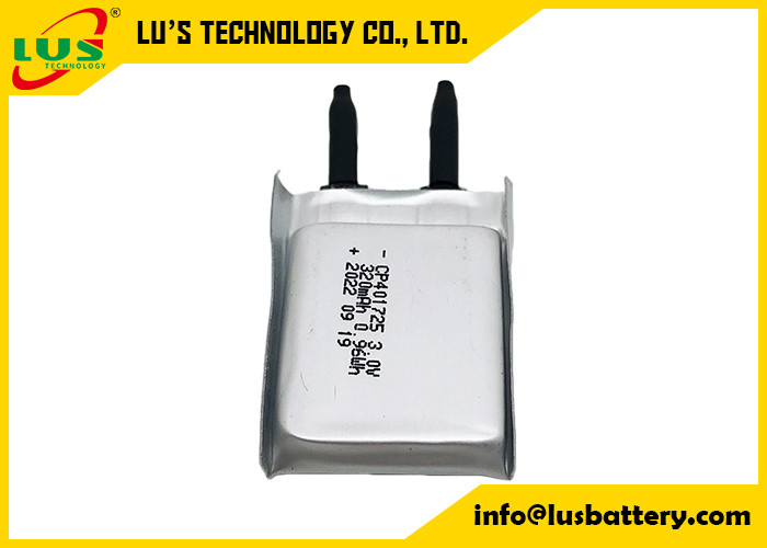 Cienka elastyczna bateria 3,0 V CP401725 320 mah Ultra cienkie baterie do kart inteligentnych