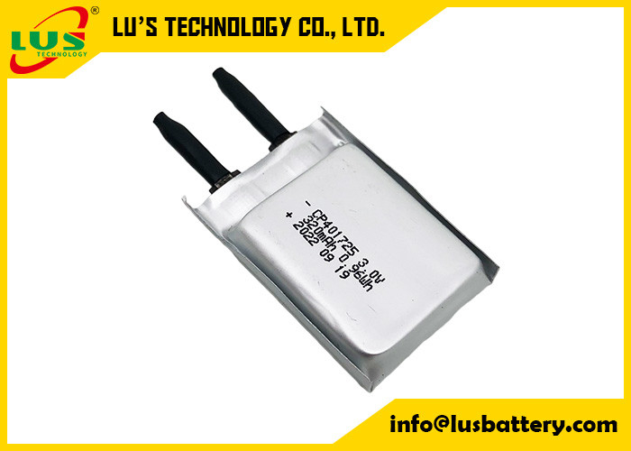 Cienka elastyczna bateria 3,0 V CP401725 320 mah Ultra cienkie baterie do kart inteligentnych