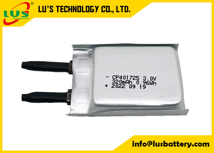 Cienka elastyczna bateria 3,0 V CP401725 320 mah Ultra cienkie baterie do kart inteligentnych