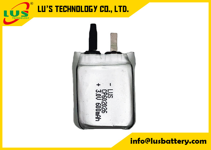 3v 600mah nieobciążalny akumulator limno2 ultra cienkie akumulator cp602026 akumulator LI-MnO2 CP602026 600MAH komórka CP