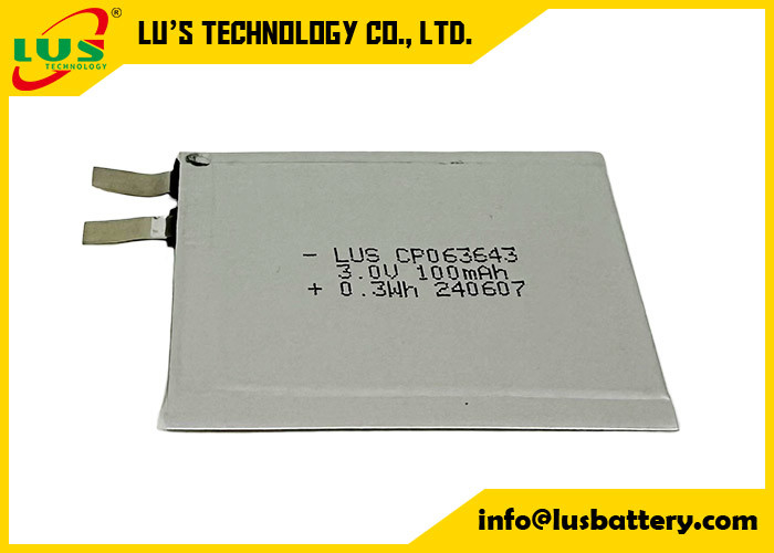 CP063643 3,0 wolt 100mAh Mała bateria litowa 3V CP063643 Bateria ultrany dla IoT/RFID