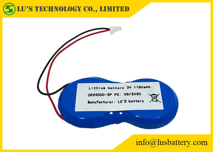 CR2450-2P guzikowa litowa bateria monetowa 1200mah 3,0v z przewodami Złącze JST