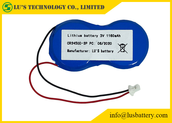 3V 1200mah Litowa komórka guzikowa CR2450 CR2450-2P Zaciski JST do tagów