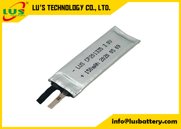 Niestandardowe terminale 3.0V 150mAh LiMnO2 Elastyczna bateria litowa CP201335 do tagów